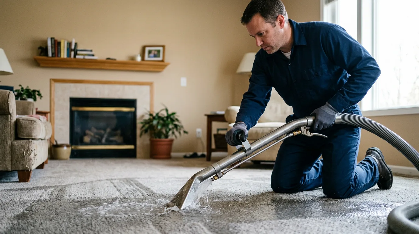 Water damage restoration technician working near Fillmore, NY